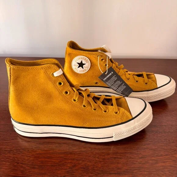 Converse Mustard Suede High Tops Size 9 New In Box - Picture 4 of 8